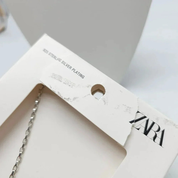 Zara 925 Sterling Silver Plated Box Chain Necklace - Picture 3 of 5
